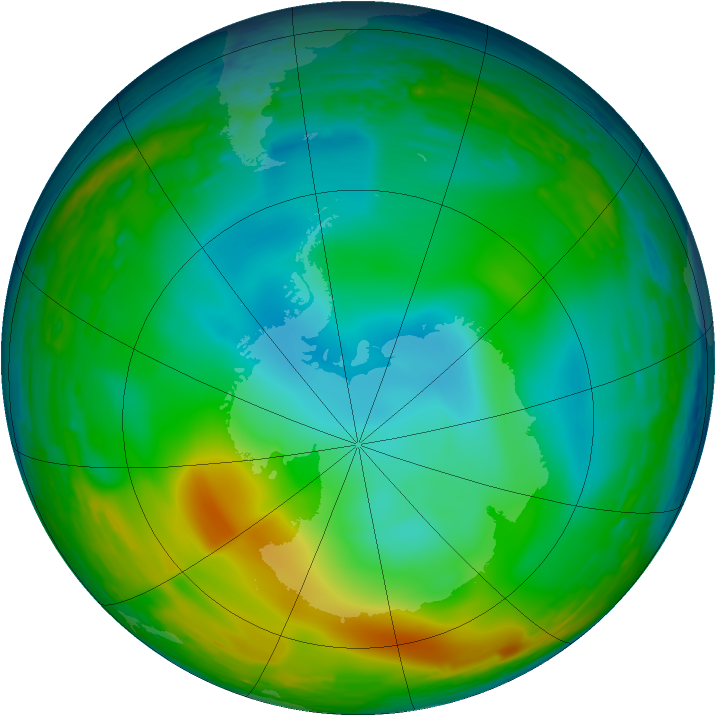 Antarctic ozone map for 18 July 1993